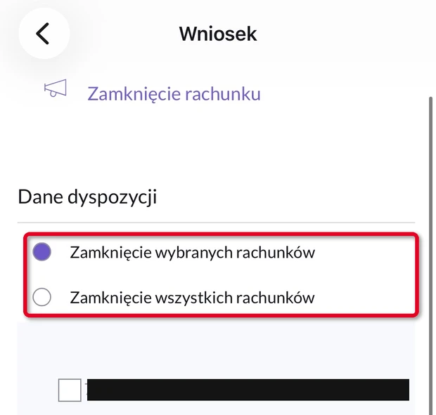 Wniosek o zamknięcie rachunku w Nest Banku: wybór rachunków