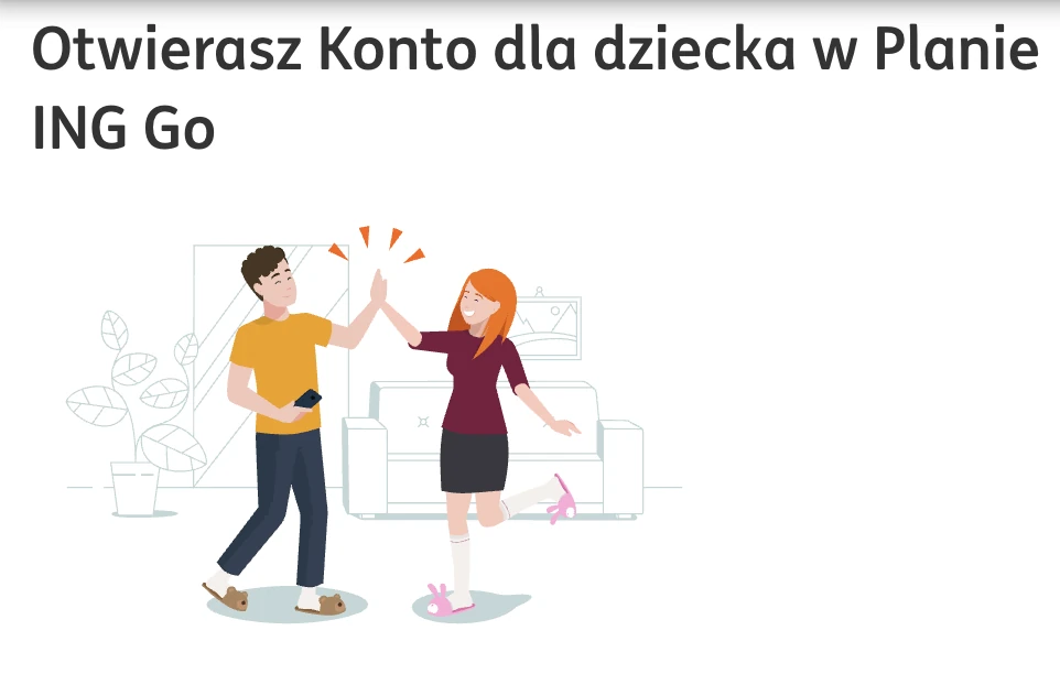 Ekran startowy wniosku o konto dla dziecka w Planie ING Go